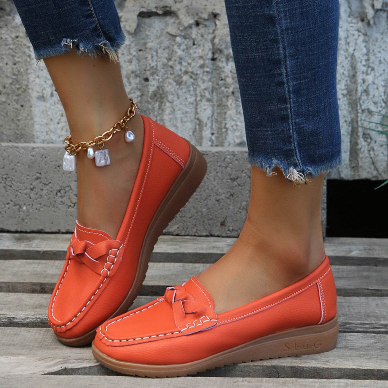 Weave Wedge Heeled Loafers - Delanoir