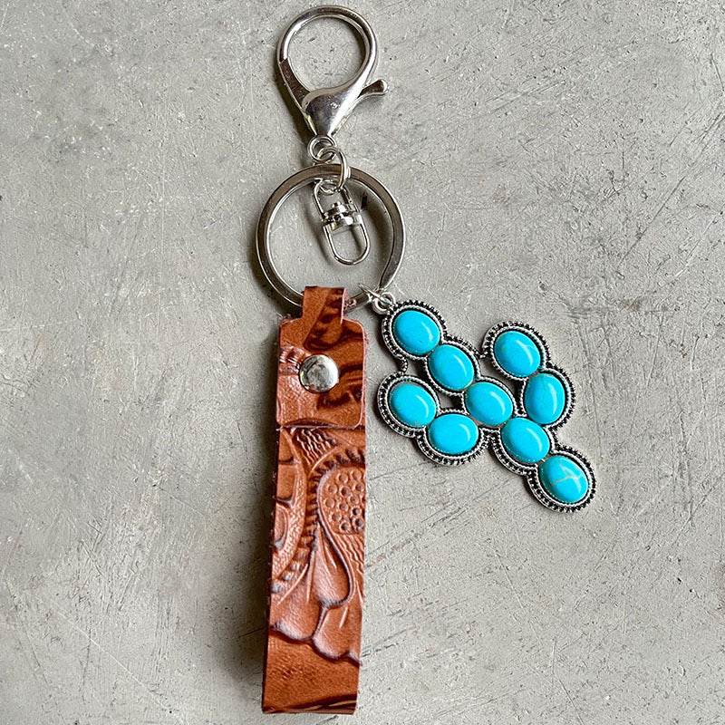 Turquoise Genuine Leather Key Chain - Delanoir