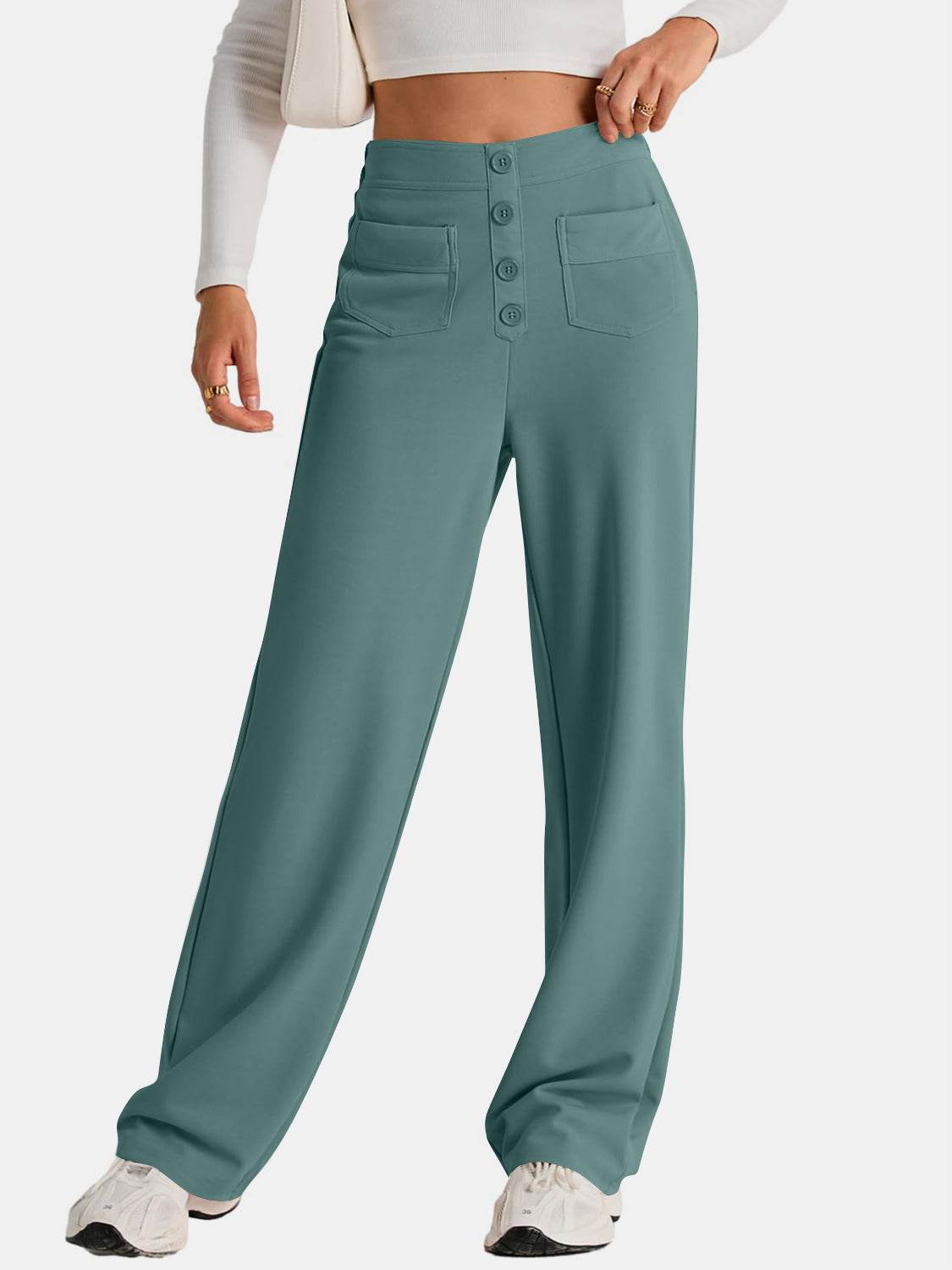 High Waist Wide Leg Pants - Delanoir