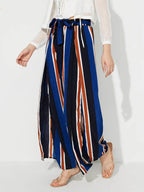 Side Slit Contrast Wide Leg Pants - Delanoir
