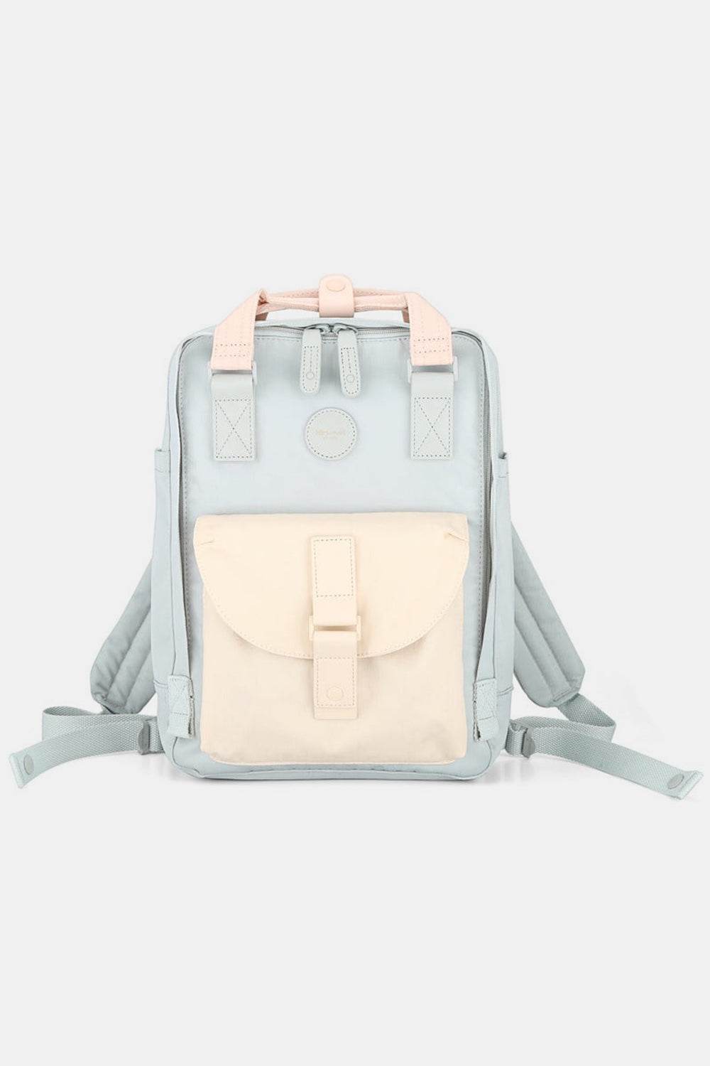 Himawari Contrast Waterproof Canvas Backpack Bag with Round Label - Delanoir
