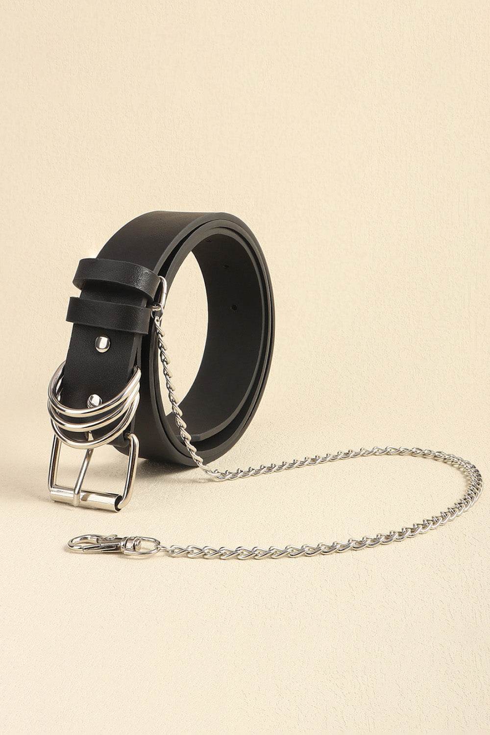 PU Leather Alloy Chain Belt - Delanoir
