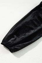 Surplice Long Sleeve Velvet Dress - Delanoir