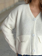 Button Down Long Sleeve Cardigan - Delanoir