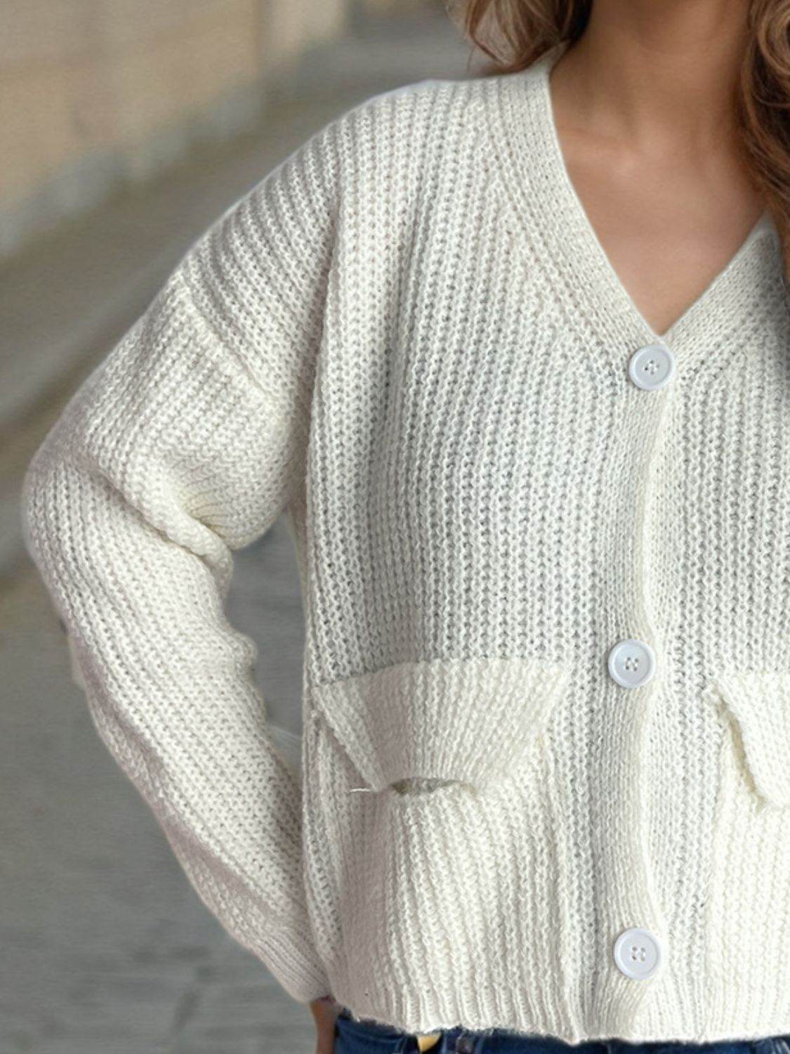 Button Down Long Sleeve Cardigan - Delanoir