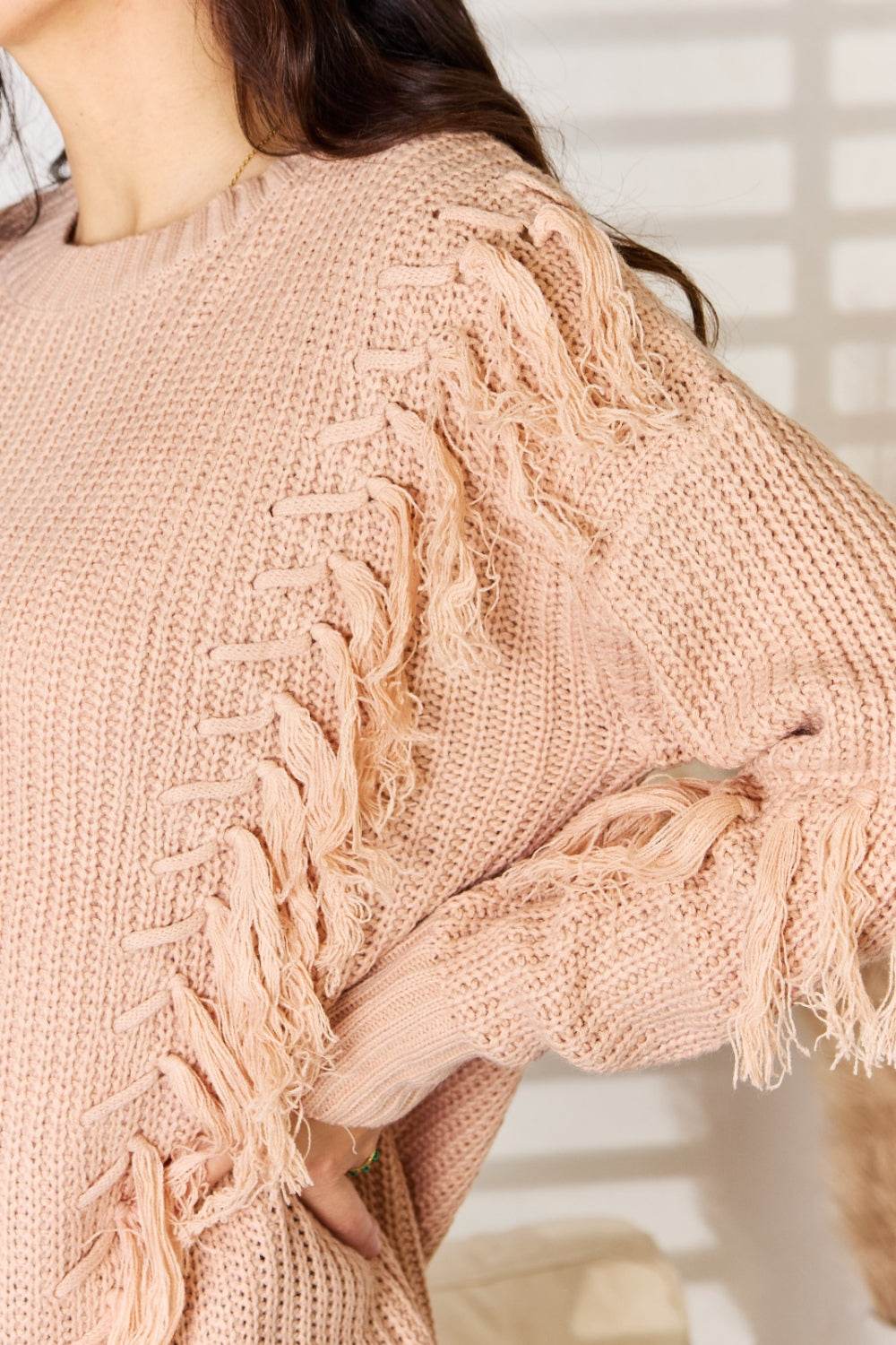 And The Why Tassel Detail Long Sleeve Sweater - Delanoir