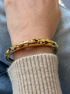 Stainless Steel Inlaid Rhinestone Cutout Bracelet - Delanoir
