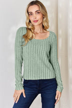 Basic Bae Full Size Ribbed Long Sleeve T-Shirt - Delanoir