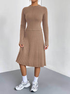 Rib-Knit Sweater and Skirt Set - Delanoir