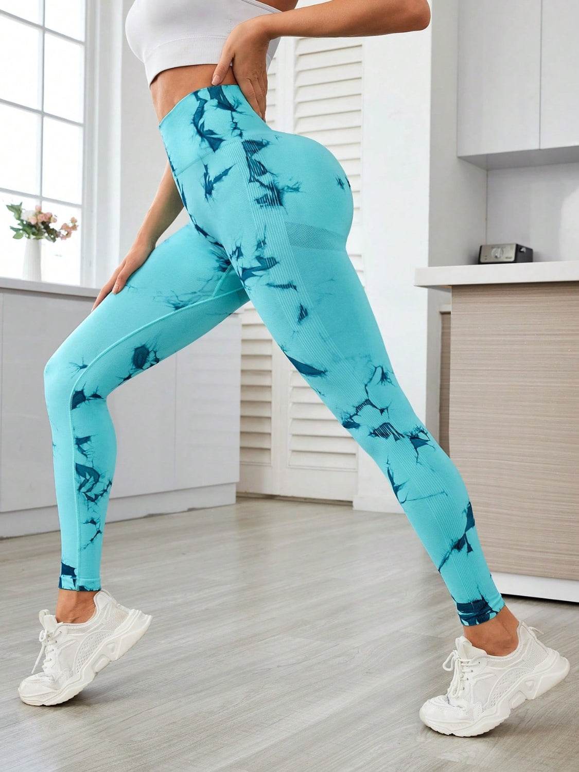Printed High Waist Active Leggings - Delanoir