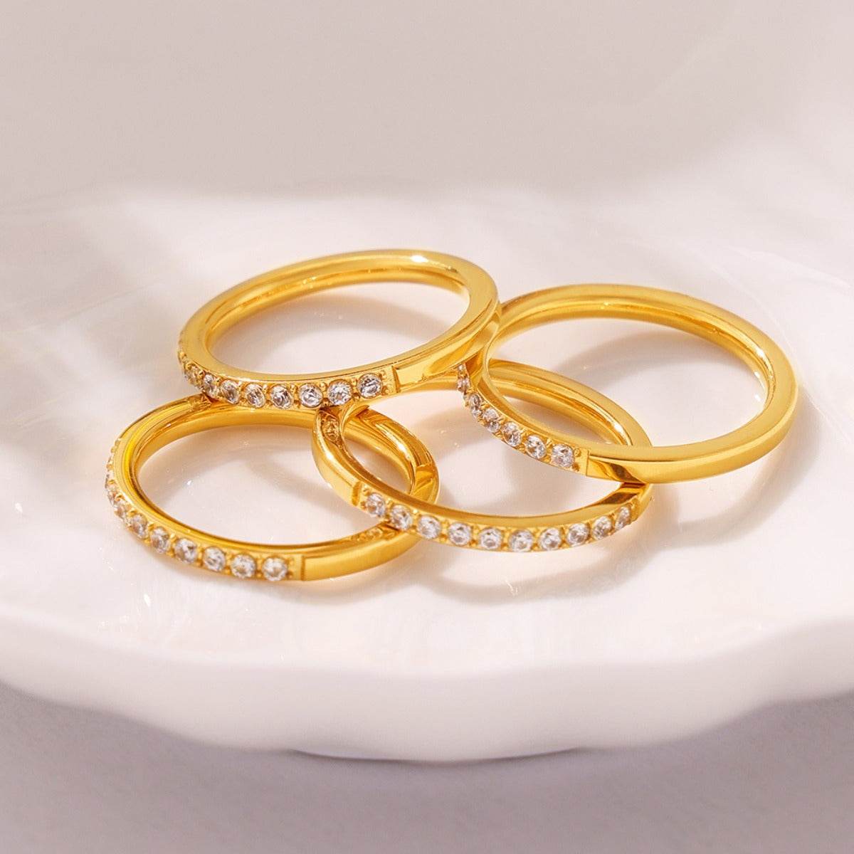 Titanium Steel Inlaid Zircon Ring - Delanoir