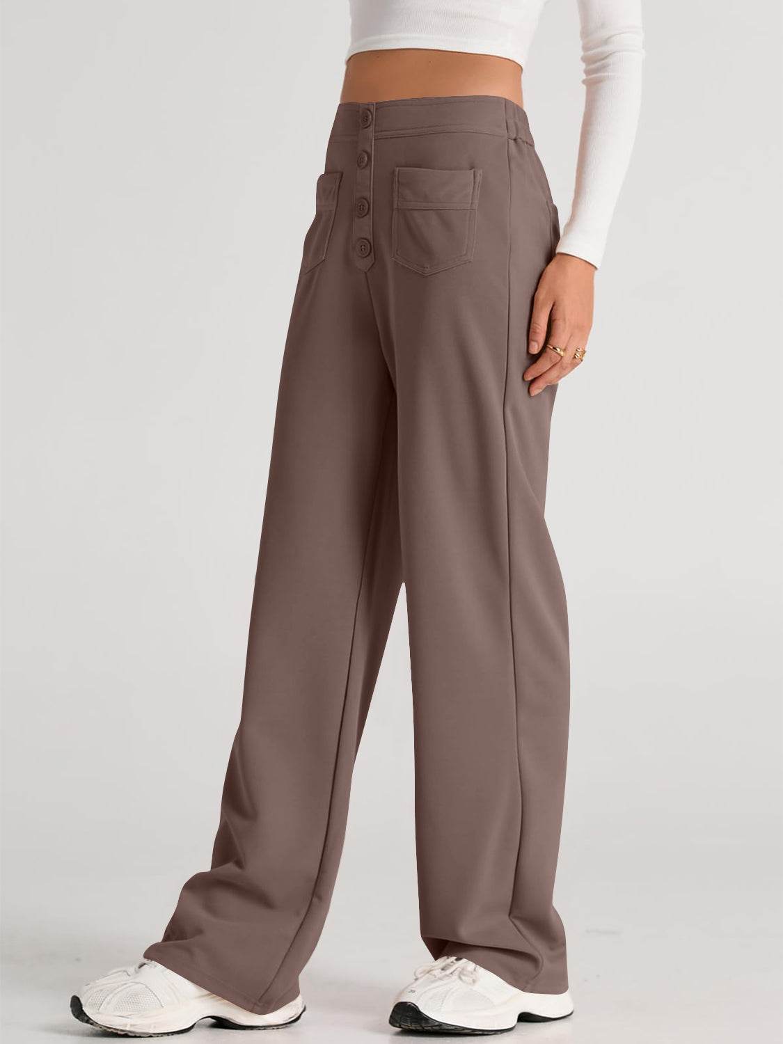 High Waist Wide Leg Pants - Delanoir