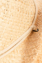 Fame Adjustable Strap Raw Hem Weave Hat - Delanoir