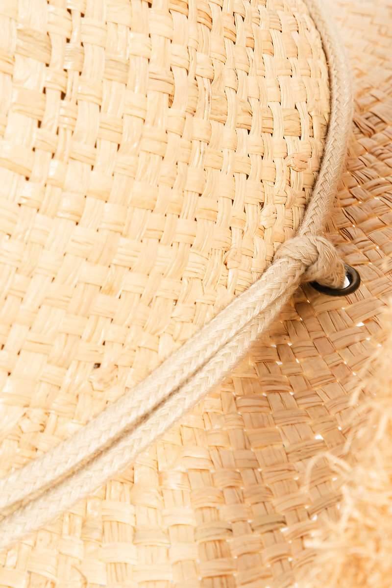 Fame Adjustable Strap Raw Hem Weave Hat - Delanoir