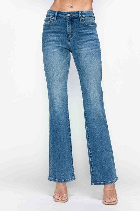 bytos Full Size Cat's Whiskers Mid Rise Bootcut Jeans - Delanoir