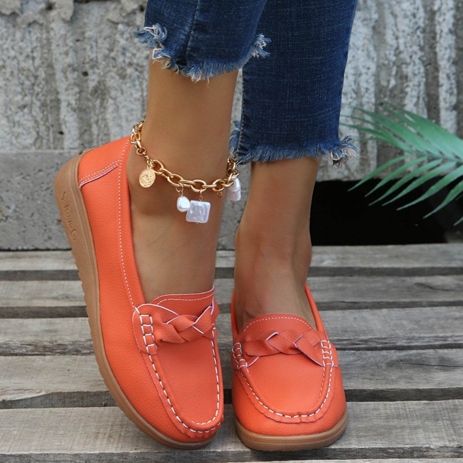 Weave Wedge Heeled Loafers - Delanoir