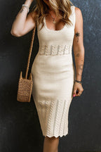 Scoop Neck Wide Strap Knit Dress - Delanoir
