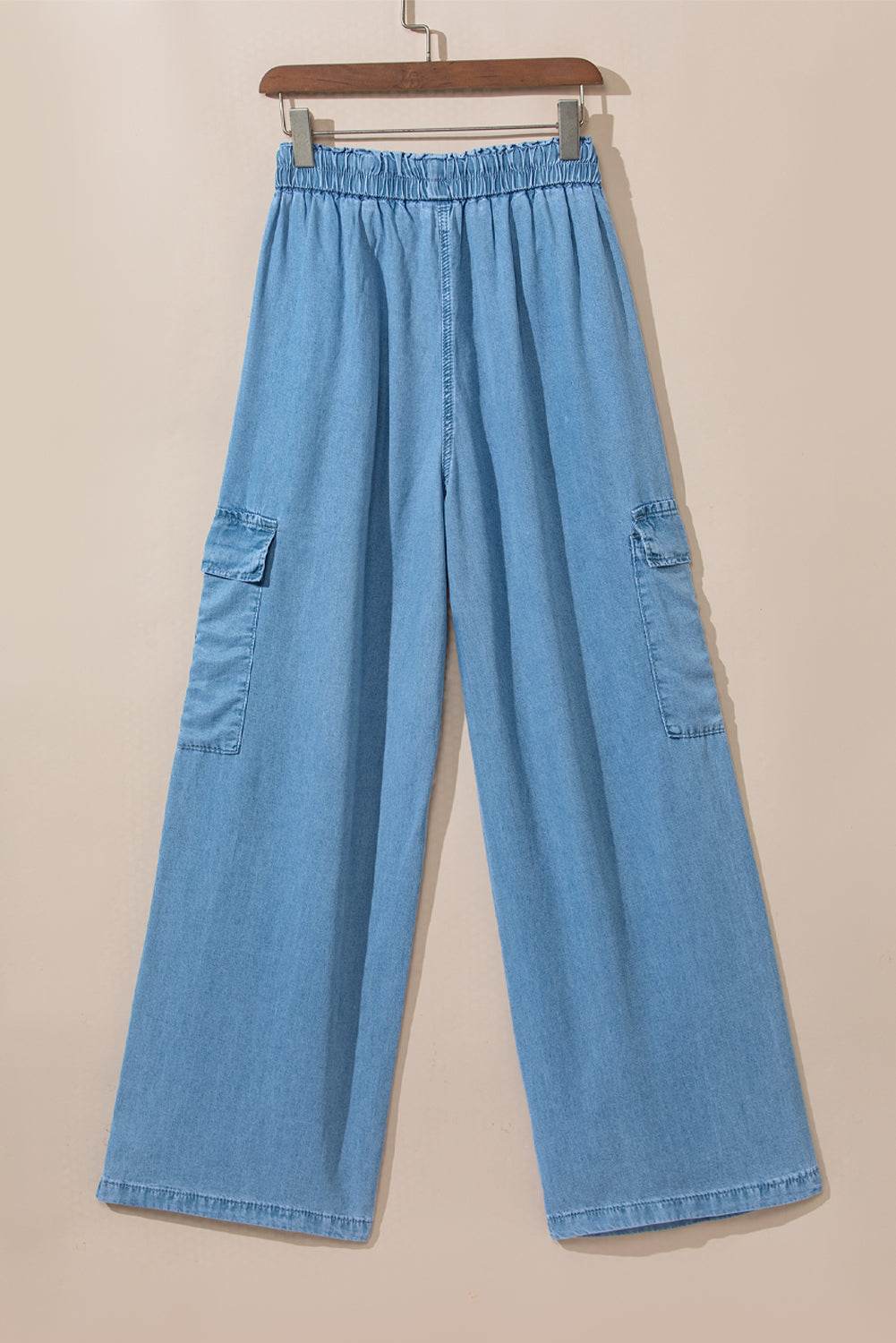 Drawstring Cargo Pocket Wide Leg Jeans - Delanoir