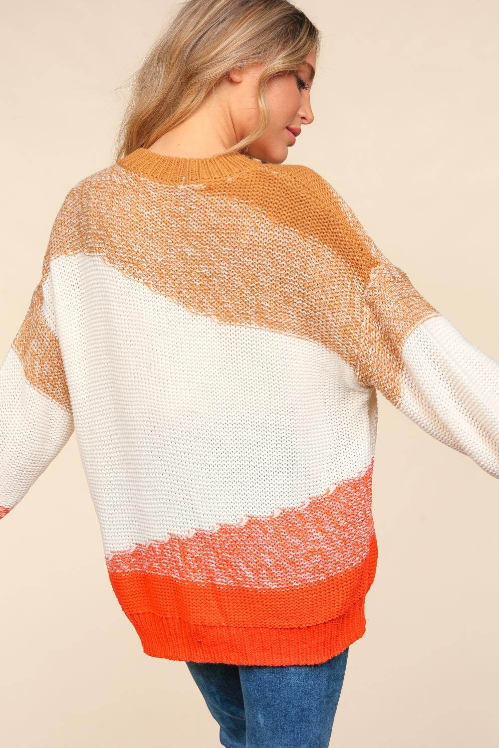 Haptics Color Block Long Sleeve Sweater - Delanoir