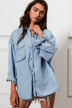 BiBi Button Down Stitch Detail Shirt with Chest Pockets - Delanoir