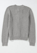 Bow Round Neck Long Sleeve Cardigan - Delanoir