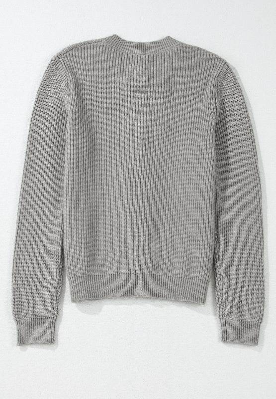 Bow Round Neck Long Sleeve Cardigan - Delanoir