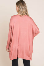 BOMBOM Round Neck Long Sleeve Oversized Top - Delanoir