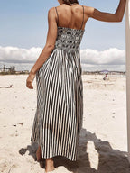 Smocked Striped Square Neck Cami Dress - Delanoir