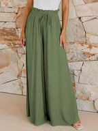 Drawstring Wide Leg Pants with Pockets - Delanoir
