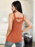 Basic Bae Full Size Lace Detail V-Neck Cutout Cami - Delanoir