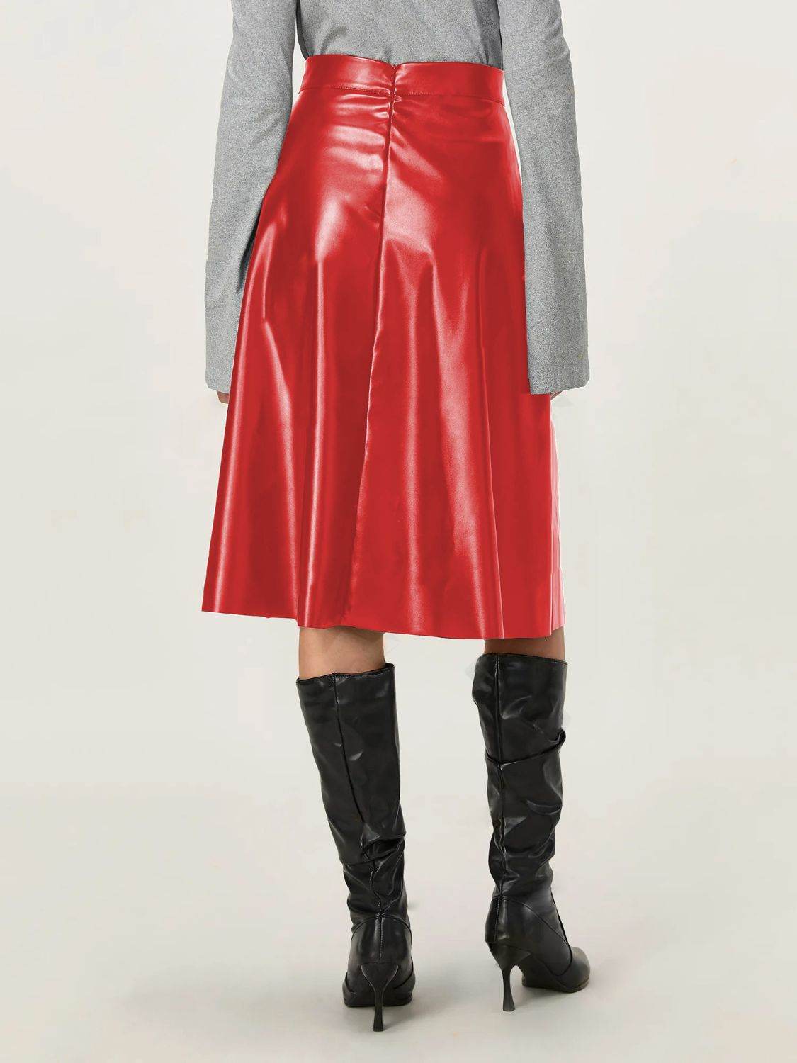 High Waist Skirt with Zipper - Delanoir
