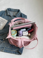 Corduroy Solid Large Tote Bag - Delanoir