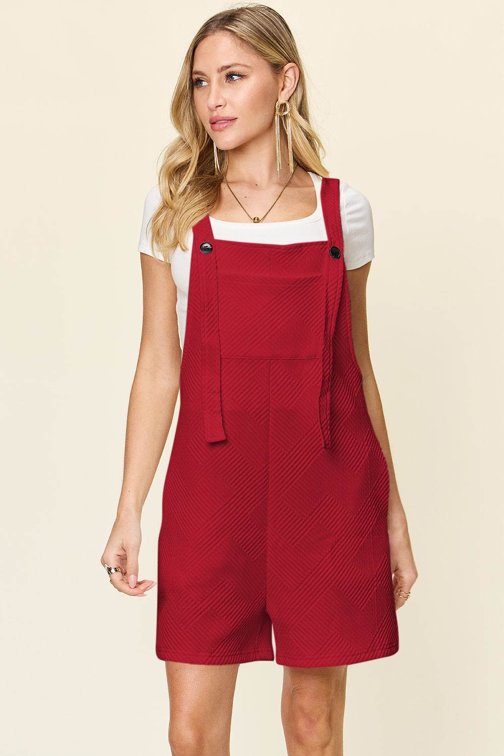 Double Take Full Size Texture Sleeveless Romper - Delanoir