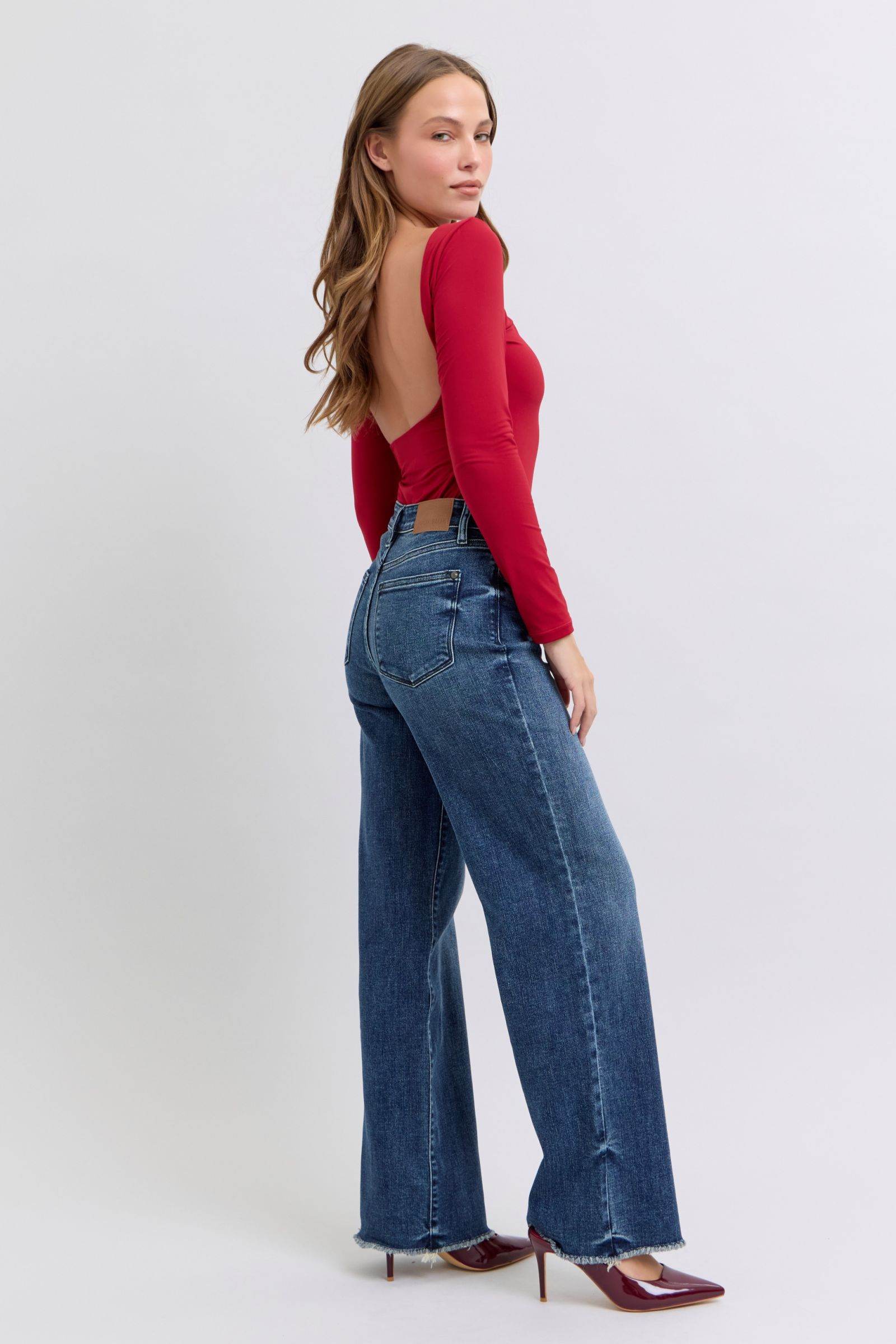 Judy Blue Full Size Raw Hem Mid Rise Jeans - Delanoir