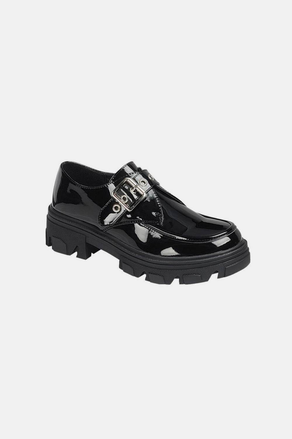 Forever Link Buckled Platform Lug Sole Loafers - Delanoir