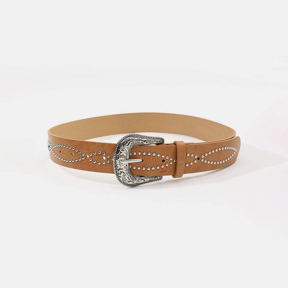 PU Leather Rhinestone Belt - Delanoir