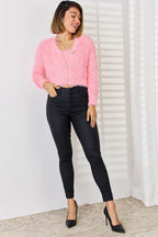 Scoop Neck Vest and Cardigan Sweater Set - Delanoir