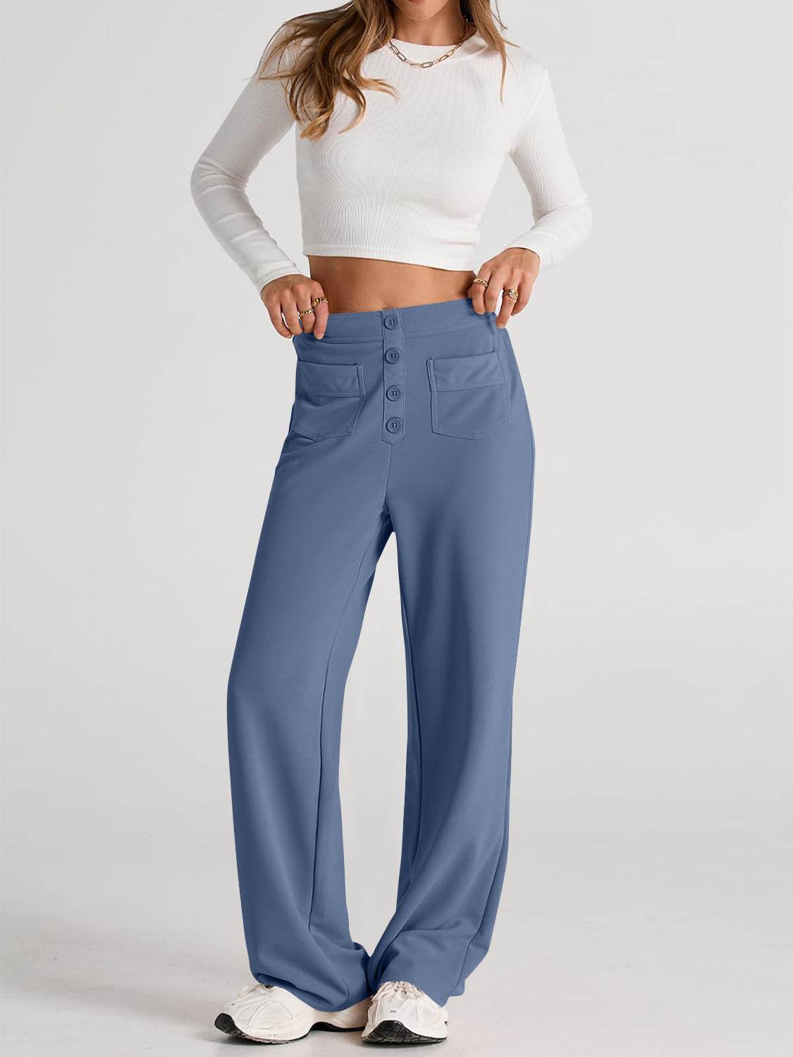 High Waist Wide Leg Pants - Delanoir