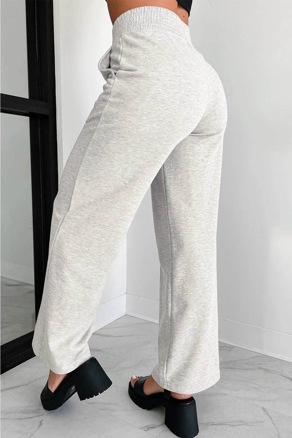 Elastic Waist Active Pants with Pockets - Delanoir