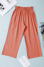 Drawstring Paperbag Waist Wide Leg Pants - Delanoir