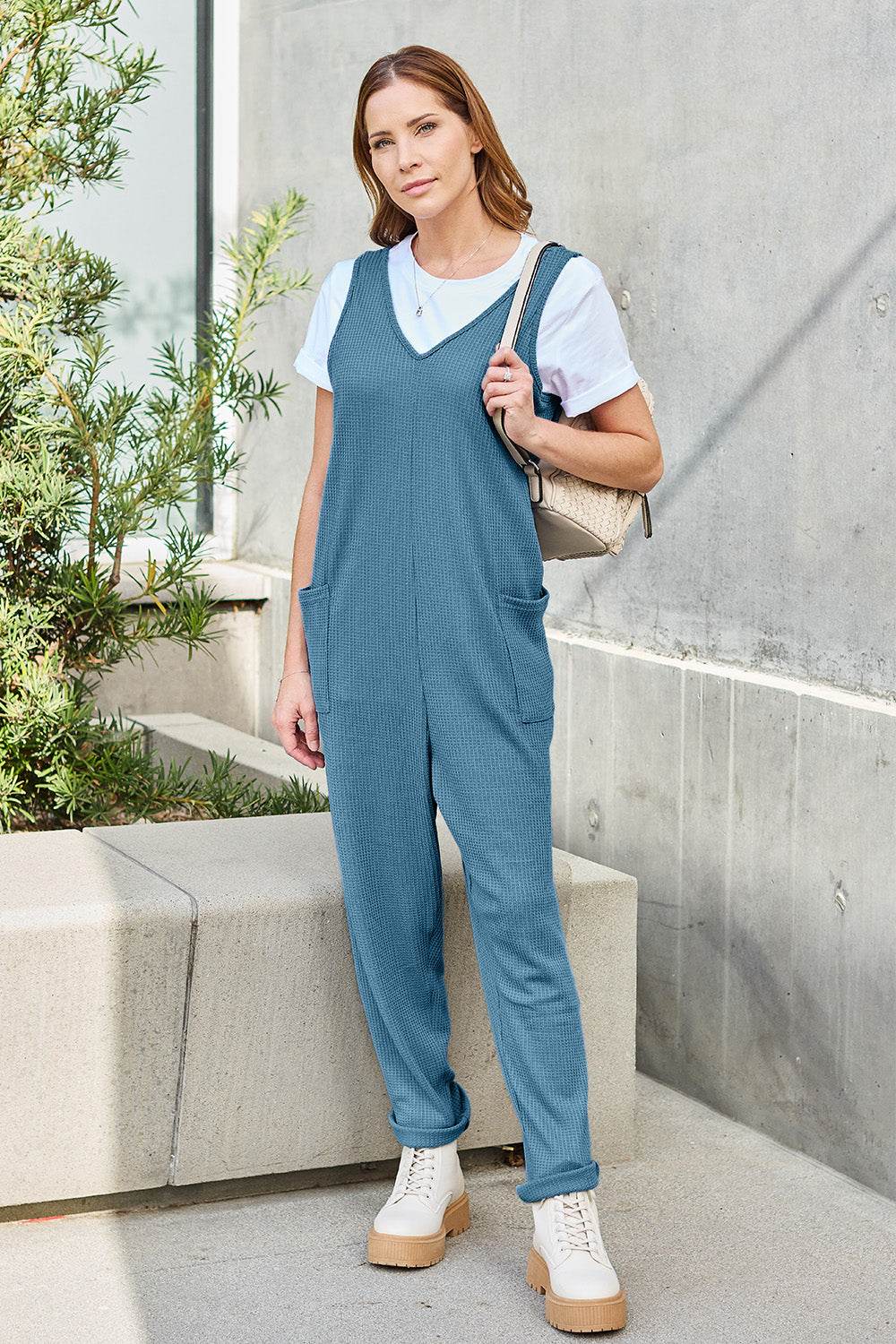 Double Take Full Size Sleeveless Straight Jumpsuit - Delanoir