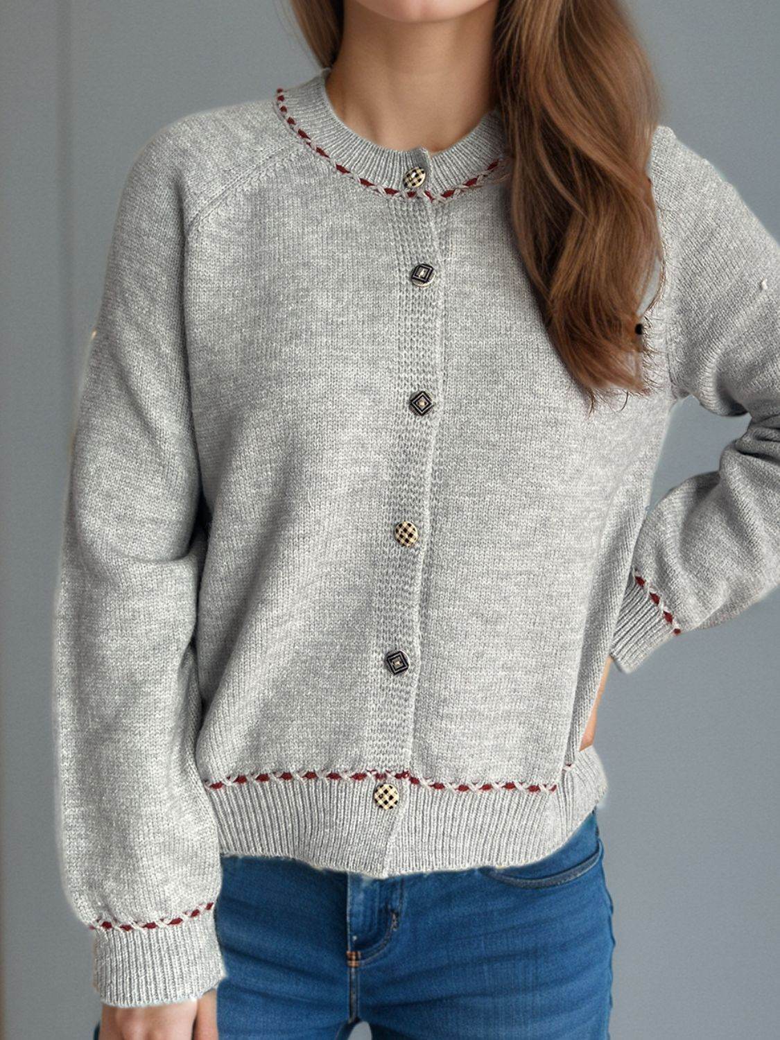 Button Down Long Sleeve Cardigan - Delanoir