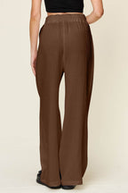 Double Take Full Size Texture Drawstring Wide Leg Pants - Delanoir