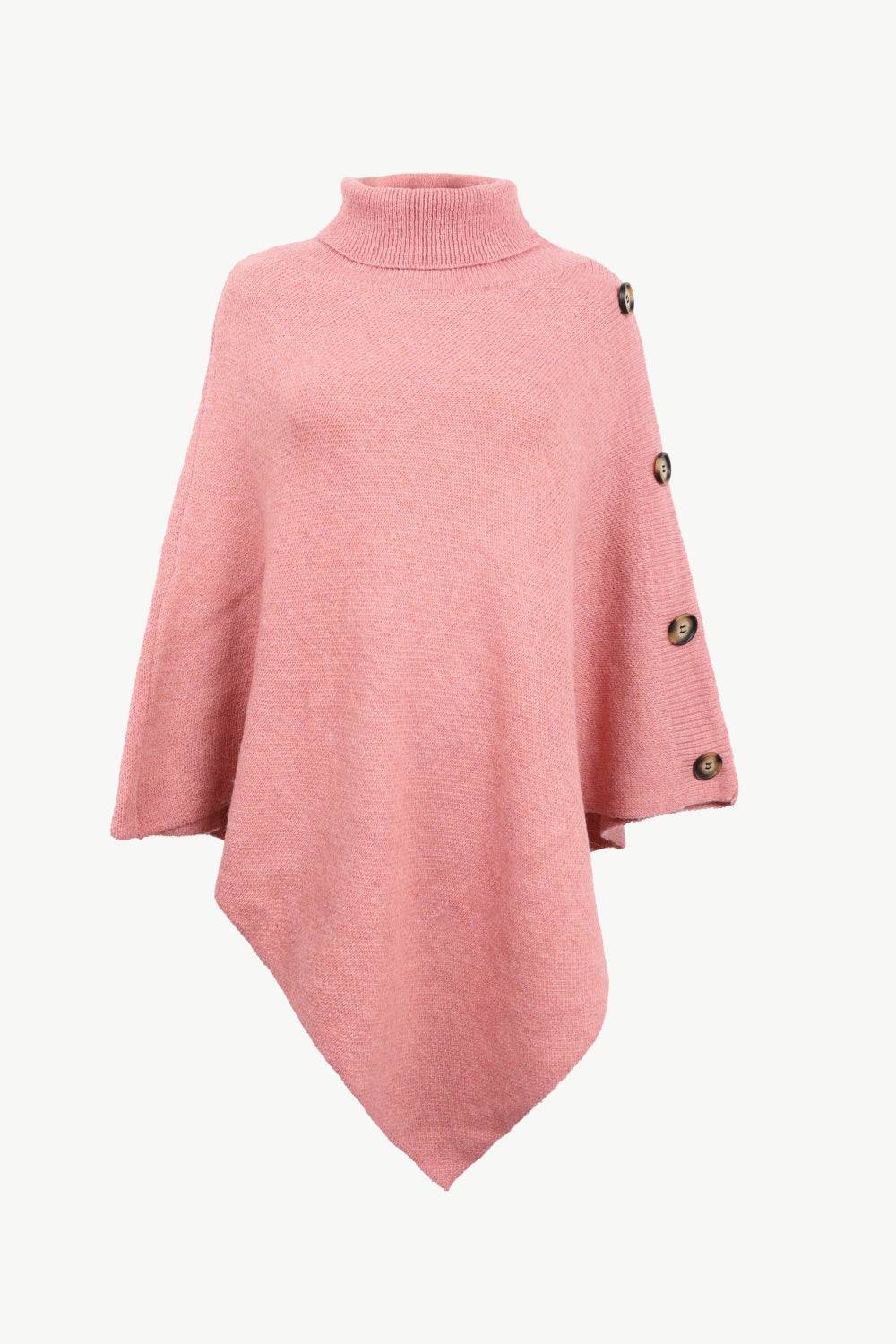 Turtleneck Buttoned Poncho - Delanoir