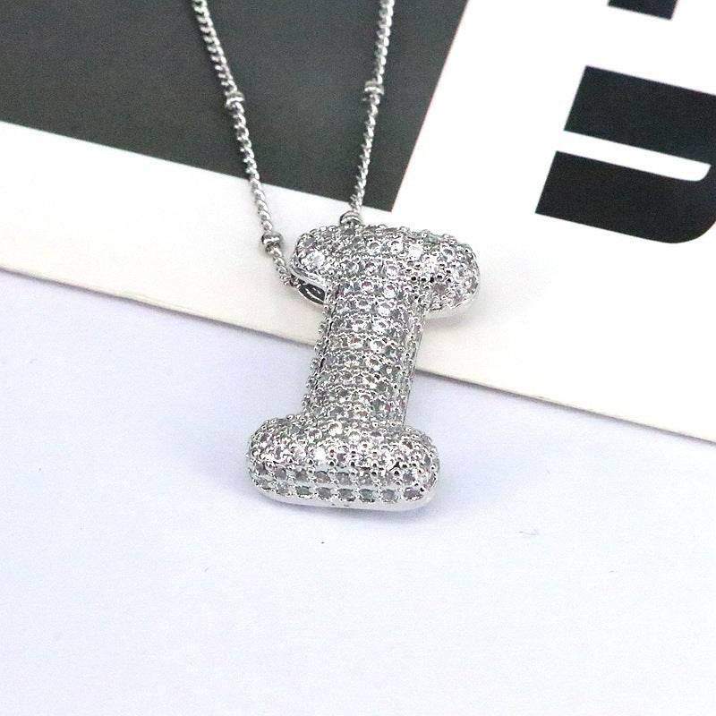 Copper Inlaid Zircon Letter Pendant Necklace - Delanoir