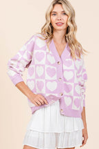 Mittoshop Checkered Heart Button Down Cardigan - Delanoir