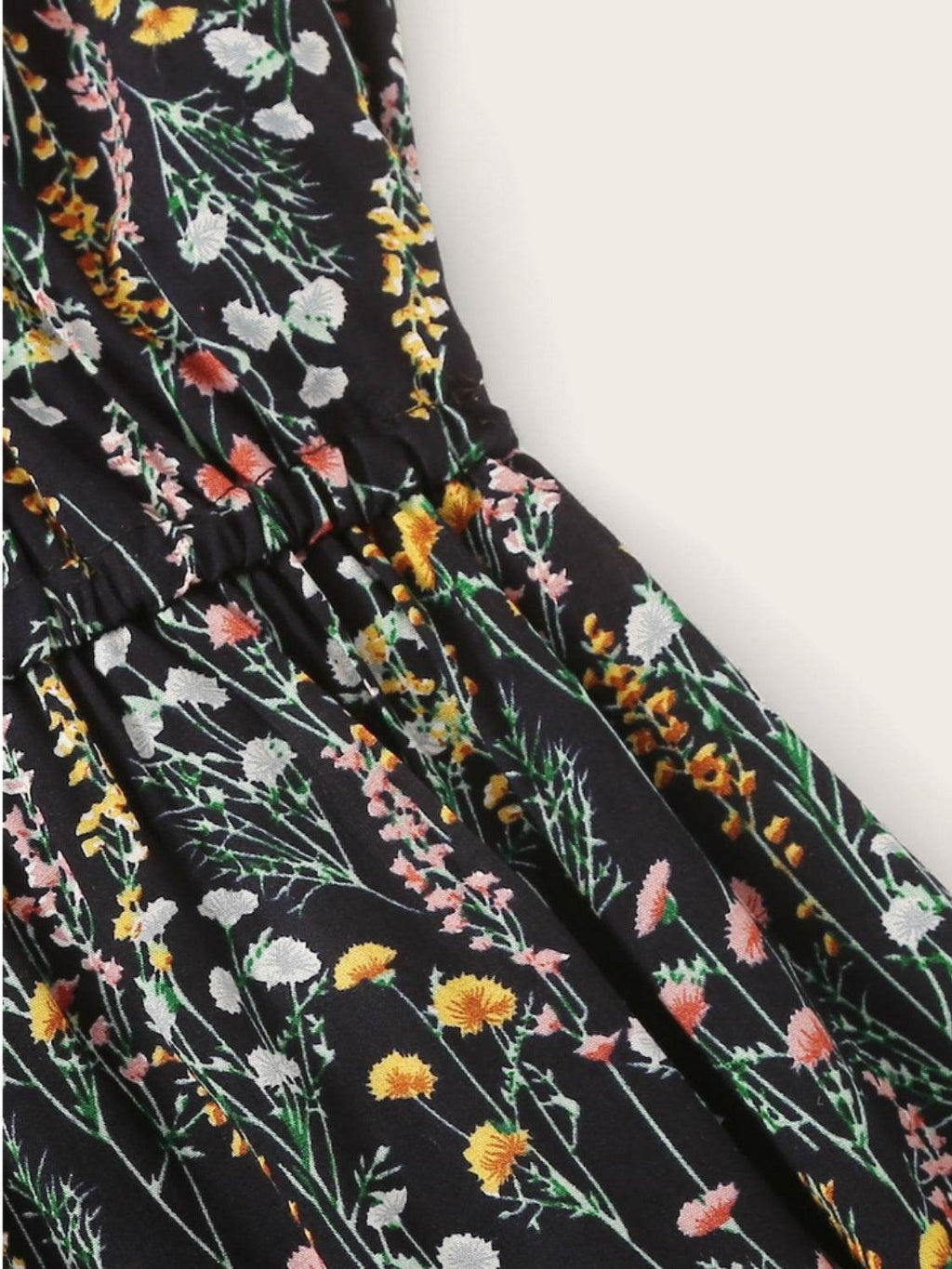 Printed V-Neck Spaghetti Strap Romper - Delanoir