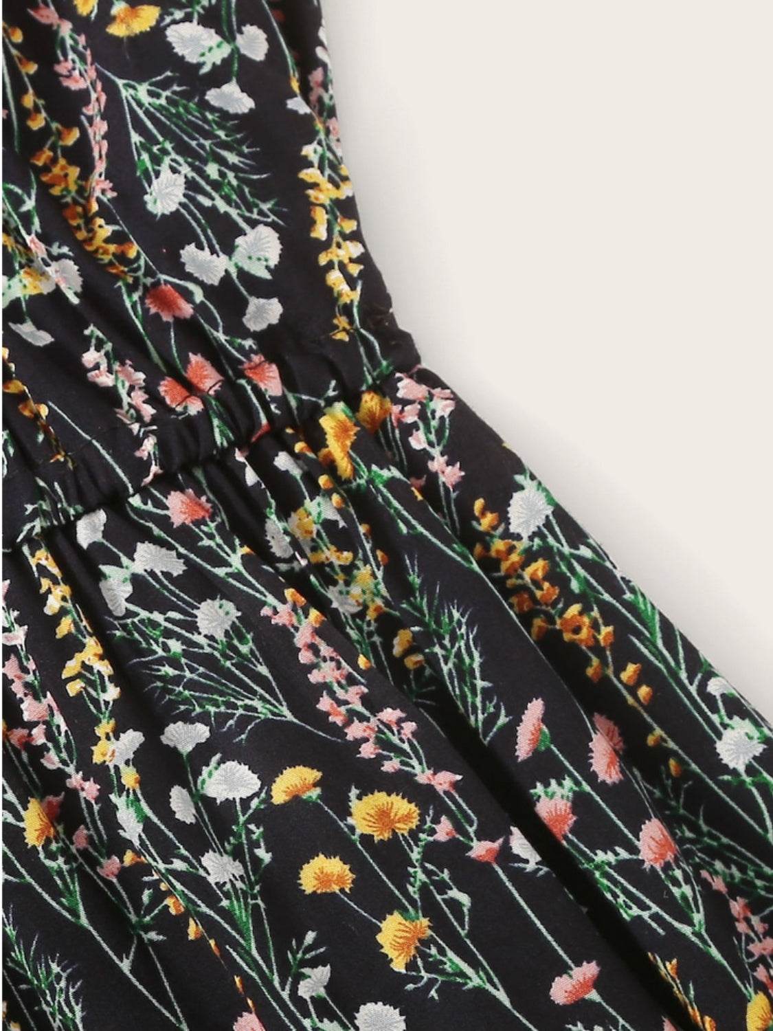 Printed V-Neck Spaghetti Strap Romper - Delanoir