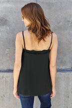 Basic Bae Full Size Lace Trim V-Neck Cami - Delanoir