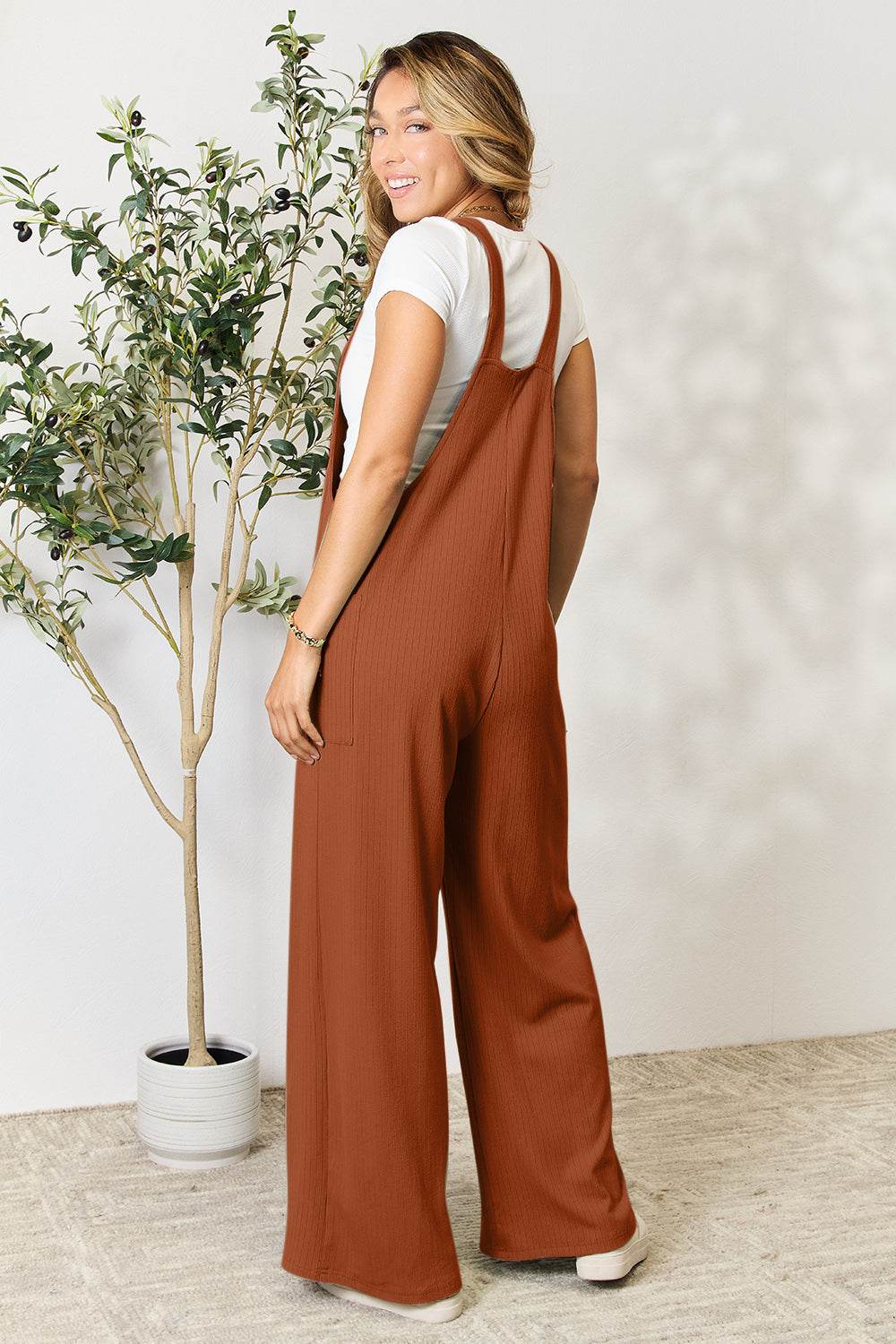 Double Take Full Size Wide Strap Overall with Pockets - Delanoir